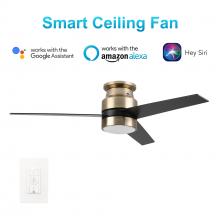  VWGS-523B-L11-G2-1 - Raiden 52-inch Indoor Smart Ceiling Fan with LED Light Kit and Wall Control, Works with Google Assis